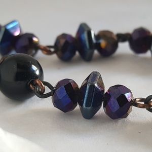 Hamdmade Blue Hematite with Black Jasper Bracelet